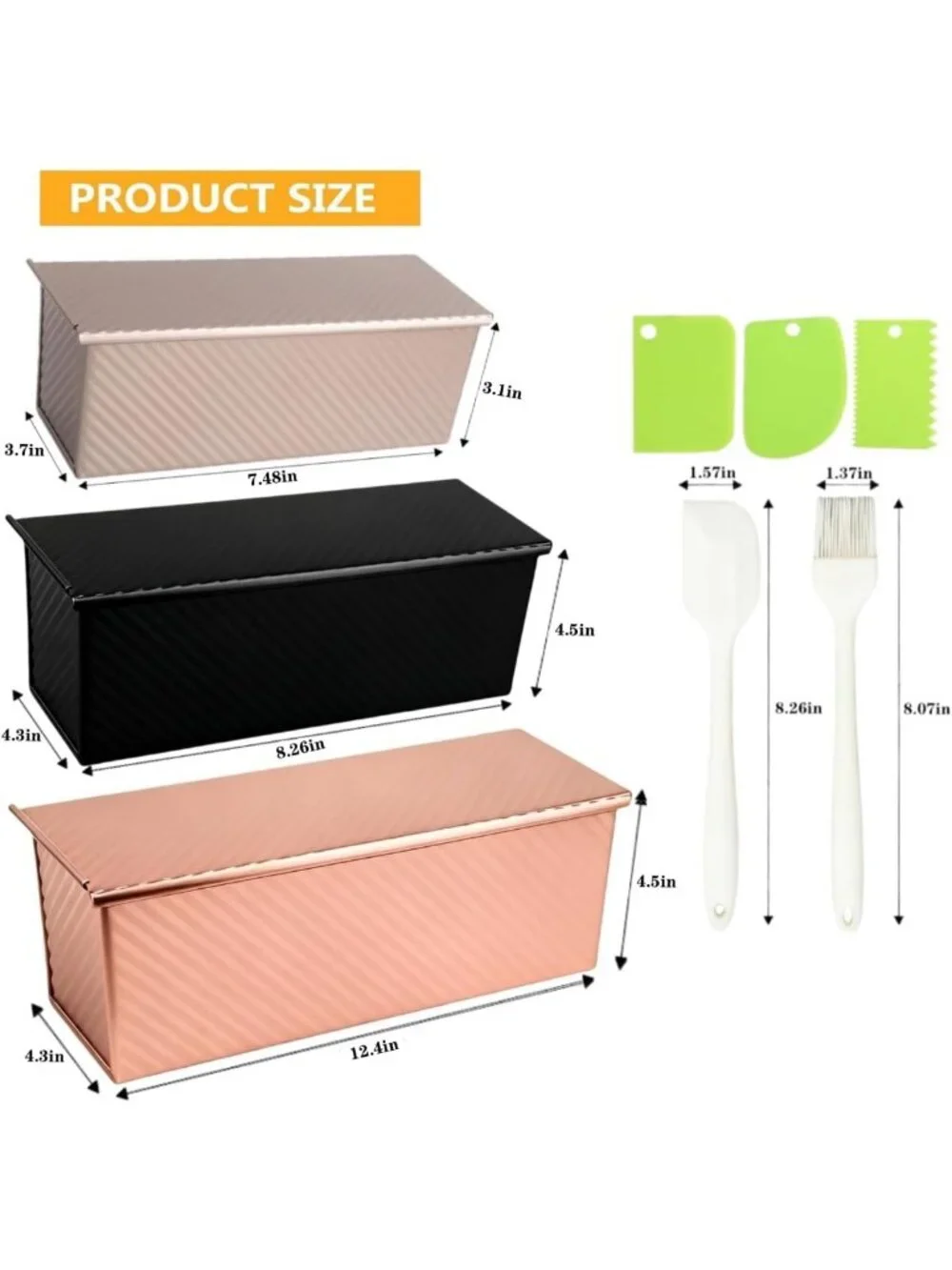 3-Pack Non-Stick Loaf Pans with Lids - Perfect for Baking Sandwich Bread